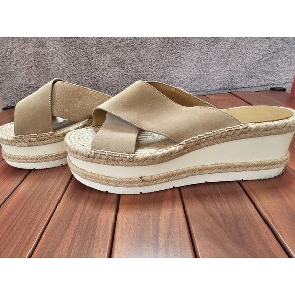 Marc Fisher Gandy Platform Wedge‎ Espadrille Suede Leather Sandals Size 11 M - Picture 1 of 3